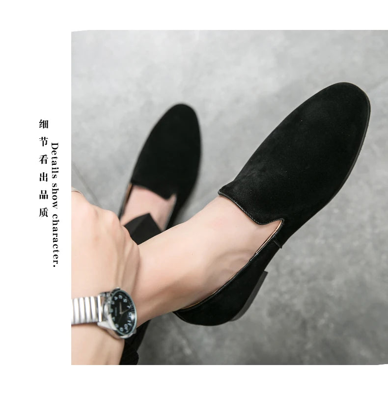 Brand 2024-2025 Green Men's Suede Loafers Fashion Soft Comfortable Breathable Moccasin Shoes Men England Style Slip-on Casual Shoes For Men