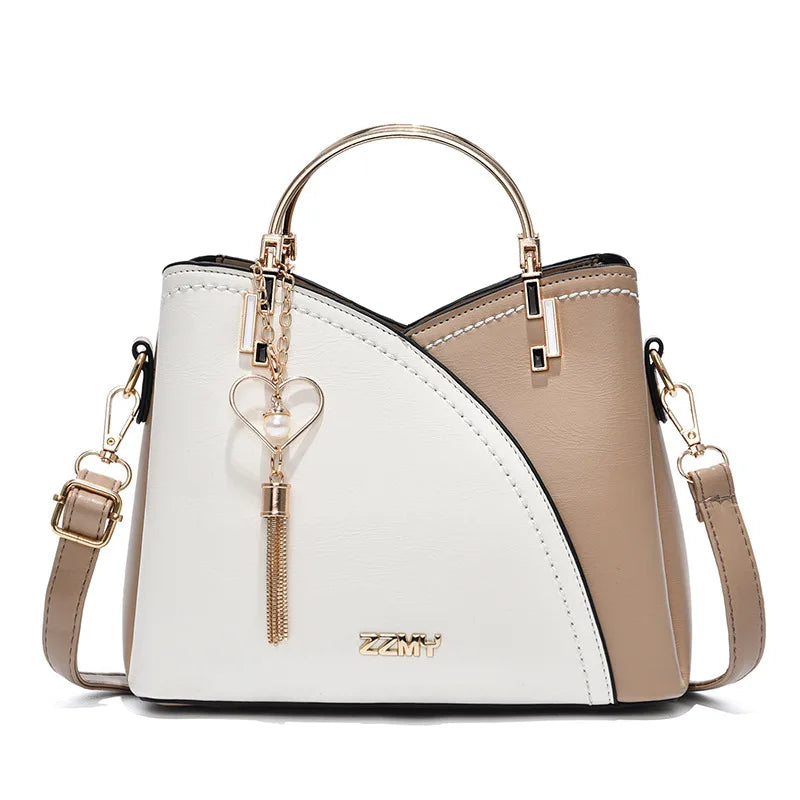 AMAZONY Women's Bag Handbag Contrast Color Large Capacity Female Retro Tote Bags 2024 New Fashion Pu Leather Shoulder Crossbody Bag