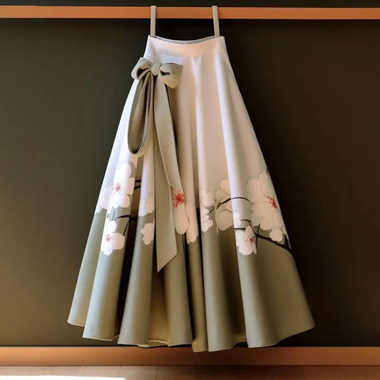 2024 Retro United States Printed Colored Horse Face Skirt Women's Spring Fashion Versatile Folded Loose Mid Length Skirts