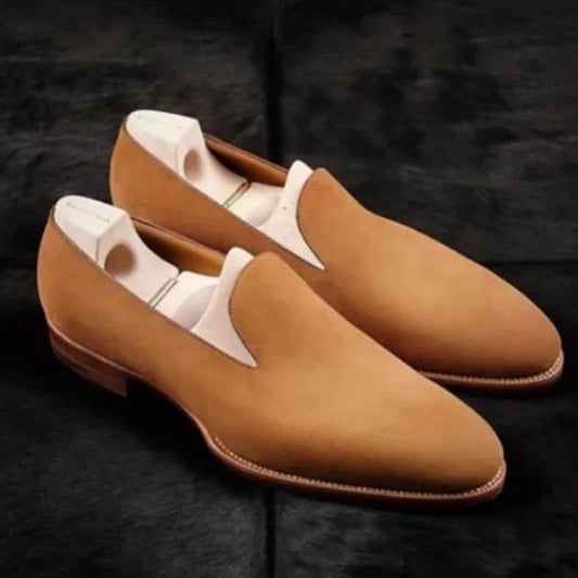 New 2024-2025 Red Sole Loafers Black Wedding Shoes for Men Yellow Flock Round Toe Slip-On Men's Business Dress Shoes Size 38-46