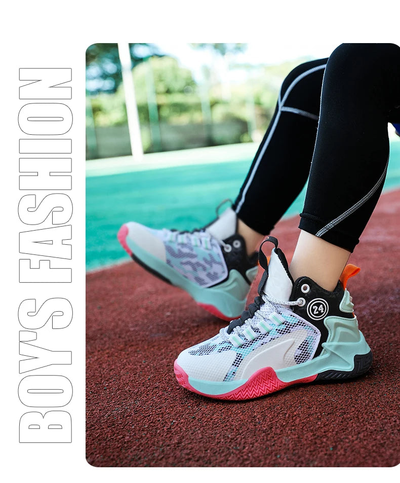 New Kids Basketball Shoes Boys Original Professional Men Field Breathable Gym Cushion Women Basketball Boots Tennis Sports Shoes