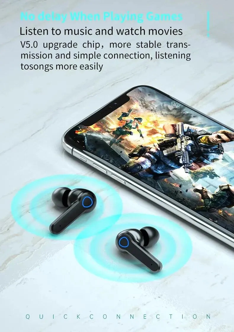 M19 Bluetooth Headset Wireless Tws Gaming Support Noise-cancelling Touch In-ear Mini Emergency Power Bank Headset - FREE LAPTOP STAND IS OFFER