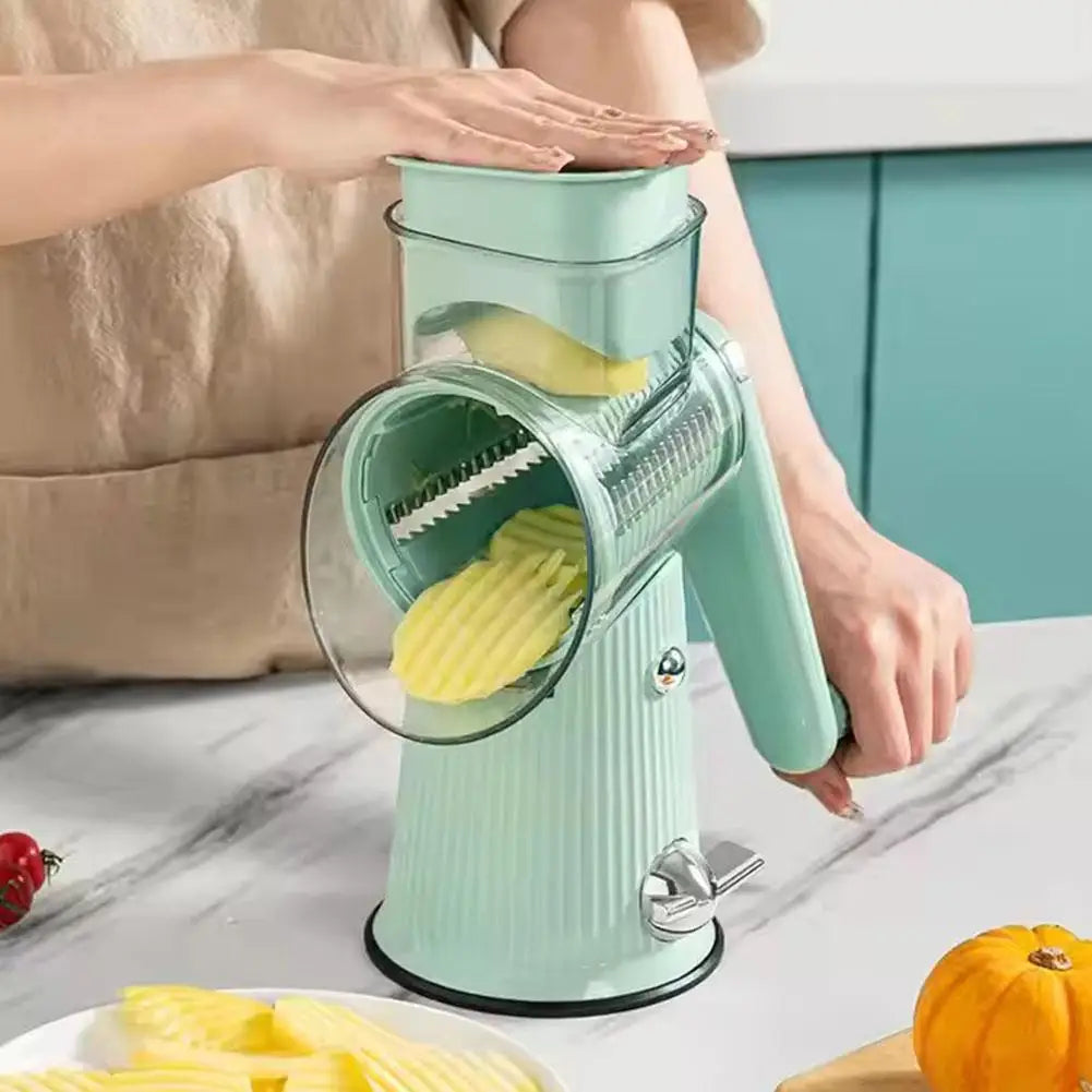 New 2025 5 In 1 Rotary Cheese Grater With Handle Manual Vegetable Graters Shredder Slicer Nuts Grinder With Strong Suction Base