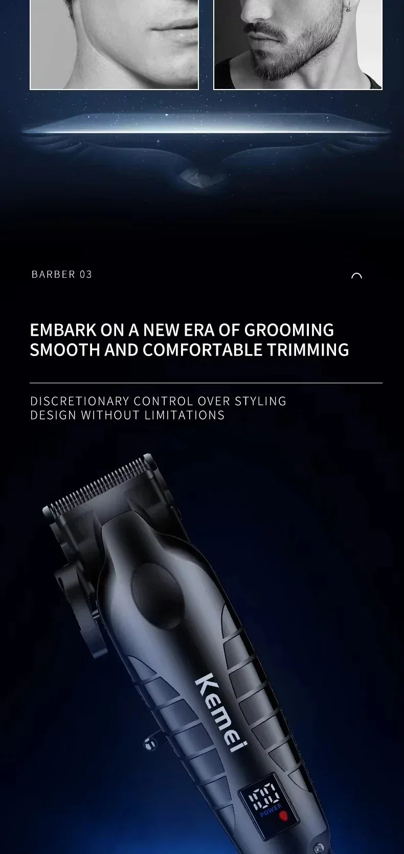 Kemei KM-2290 KM-2293 KM-T95 New Professional Cutting Machine Electric Shaver Hair Trimmers With LCD Display Men's Hair Clipper