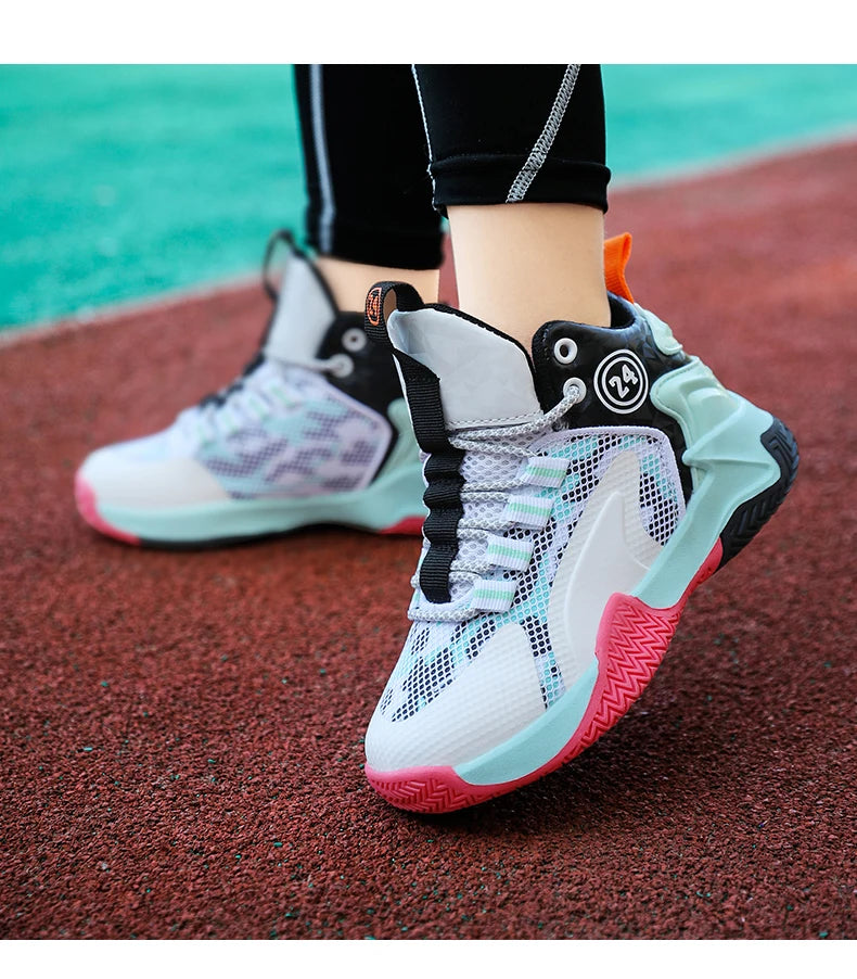 New Kids Basketball Shoes Boys Original Professional Men Field Breathable Gym Cushion Women Basketball Boots Tennis Sports Shoes