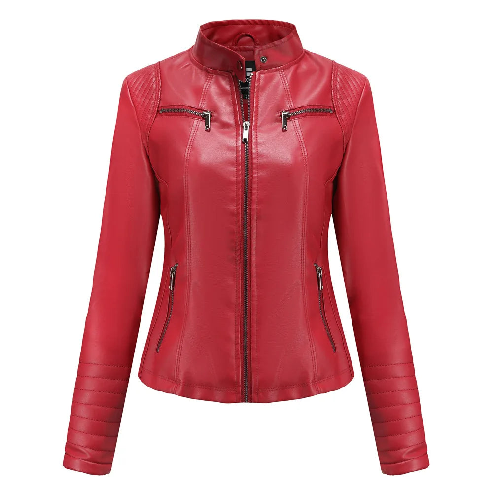 2025 Ladies New Autumn Motorcycle Short Chic PU Leather Jacket