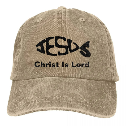 Baseball Cap Jesus- Christ Is Lord Outfit Men Women Casual Distressed Denim Fishing Lover Headwear Gift