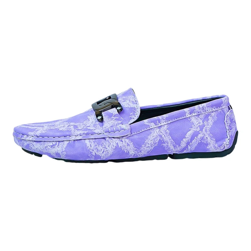 Our 2025 New Fashionable Mens Over Size 38-48 Moccasin Shoes Purple Spring Male Formal Dress Shoes Comfortable Youth Leisure Shoes