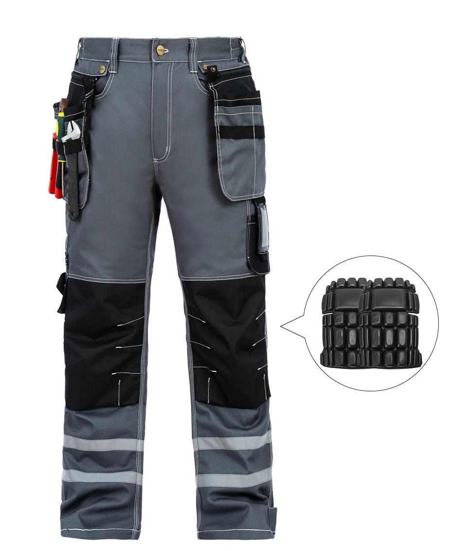 Electrician Men Working Pants Multi Functional Pockets Wear-resistance Workwear Trousers Reflective Work Mechanic Repair Mens Cargo Pants