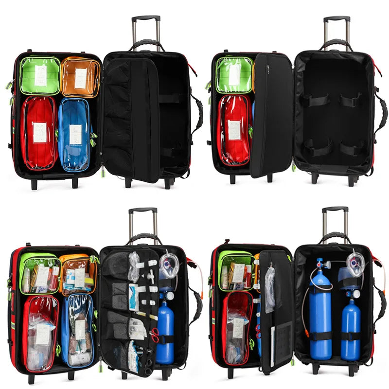 Empty Detachable Trolley Backpack Survival Kit Bag Medical Care Trolley Emergency Rescue Doctor Visit First Aid Bag