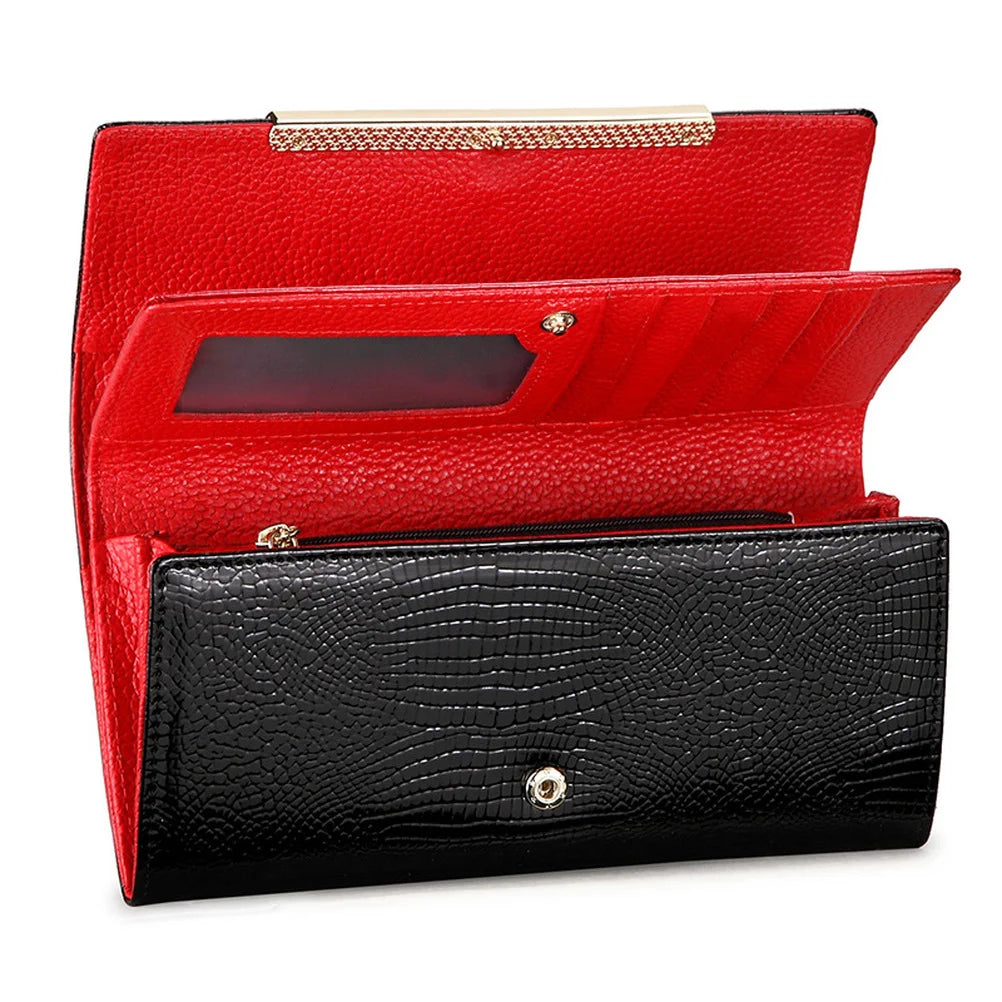 2024 High Quality Genuine Leather Wallets Women 2024 New Fashion Luxury Crocodile Purses Long Large Capacity Female Clutch Bag
