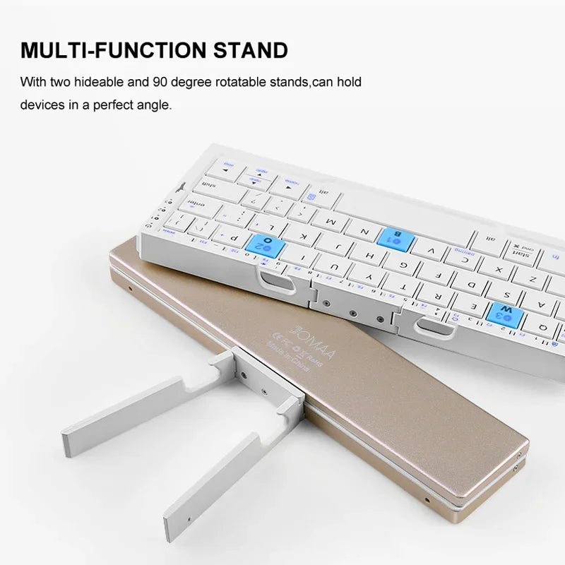 Our New 2025 collection  Foldable Bluetooth Keyboard Rechargeable Keyboard Mini Folding Wireless Keyboard Aluminum Keypad With Stand For Phone