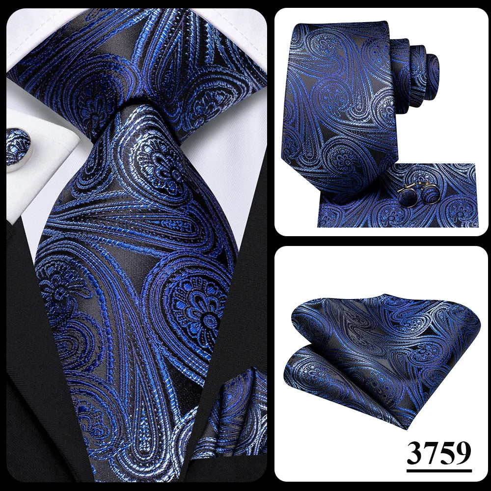 Our Brand  2025 Hi Tie Striped Sage Green Mens Fashion Necktie Handkerchief Cufflinks for Tuxedo Accessory Classic Silk Luxury Tie for Man Gift