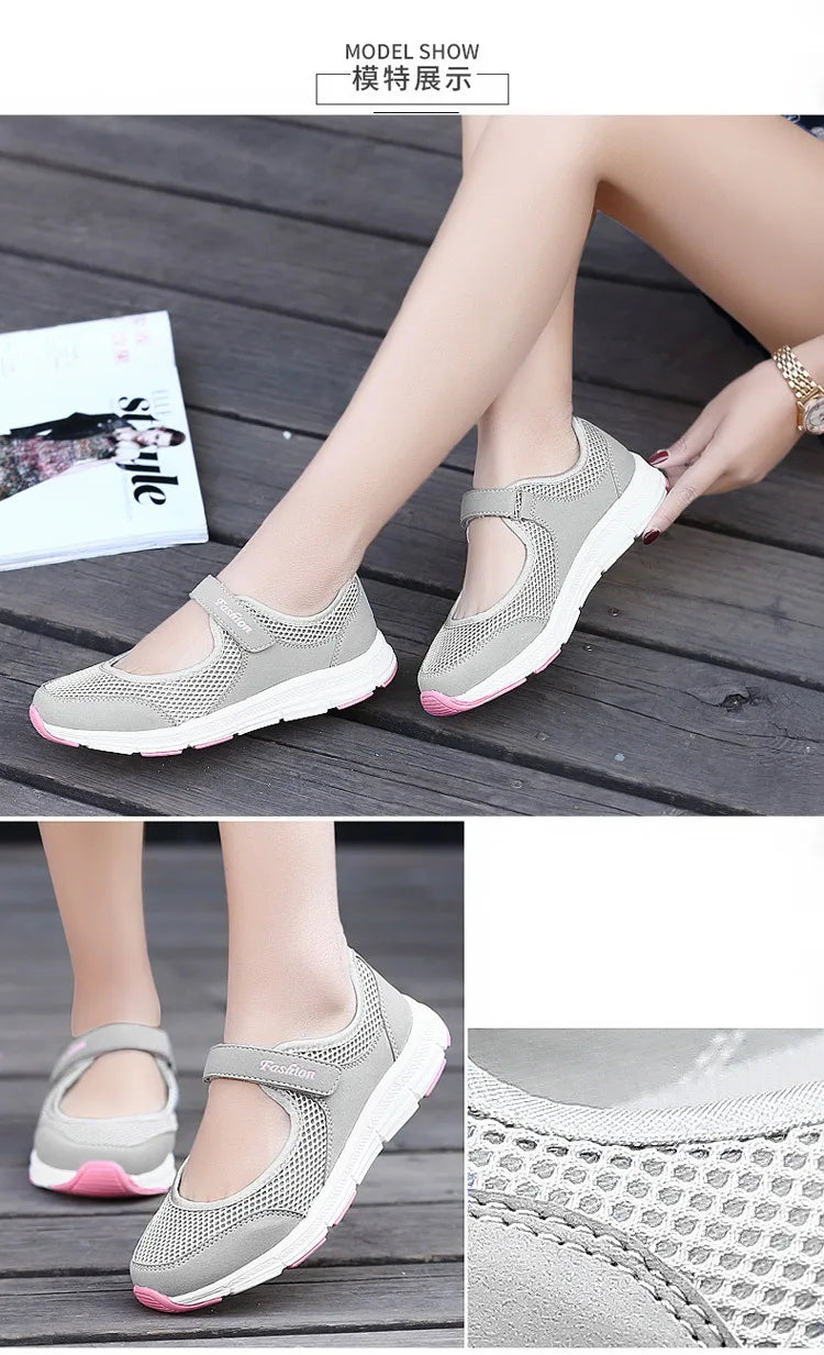2024 Summer Women Casual Shoes Soft Portable Sneakers Walking Shoes Flat Soles for Women Breathable Slip on White Shoes