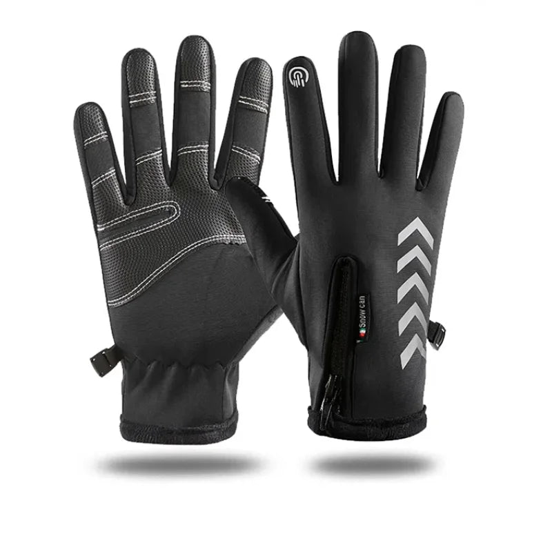 Motorcycle Gloves Winter Thermal Fleece Lined Winter Water Resistant Skin-friendly Touch Screen Outdoor Moto Riding Ski Gloves