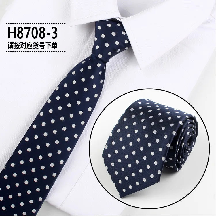 Brand New 2025 Fashion Dot Tie For Mens 8CM Necktie Business Formal Polka Dot Necktie Wedding Gift Orange Blue Red Tie Accessories Gravatas