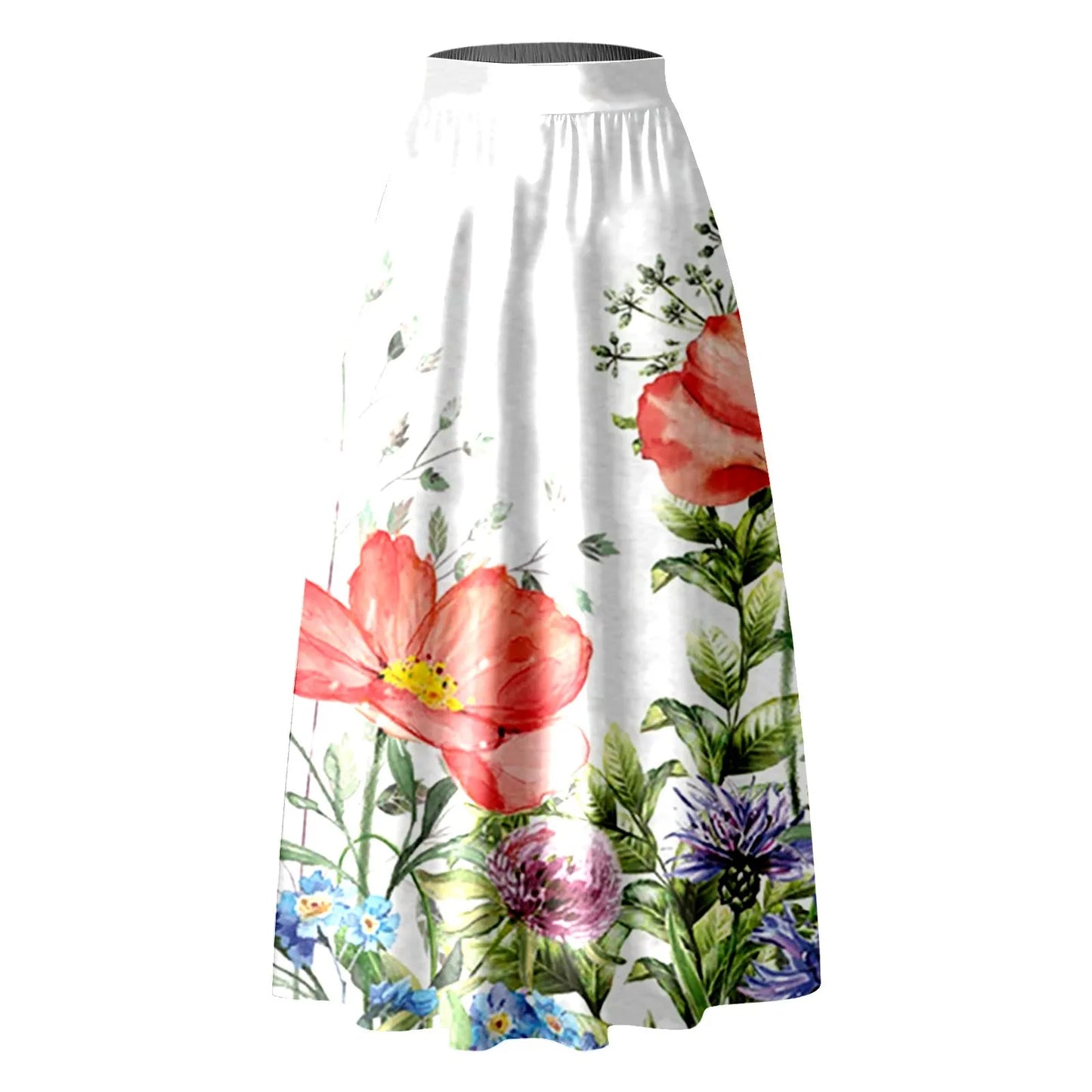 NEW 2024 Women Bohemian Floral Print Maxi Skirt Fashion High Waist Party Retro Pocket Summer Long Skirt Elegant Lady Casual Loose Skirts