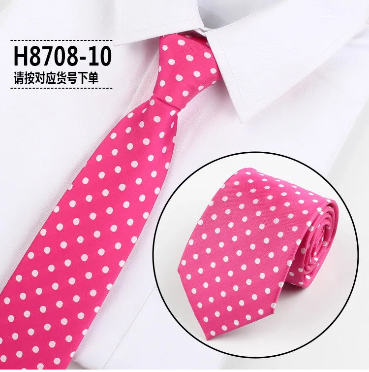 Brand New 2025 Fashion Dot Tie For Mens 8CM Necktie Business Formal Polka Dot Necktie Wedding Gift Orange Blue Red Tie Accessories Gravatas