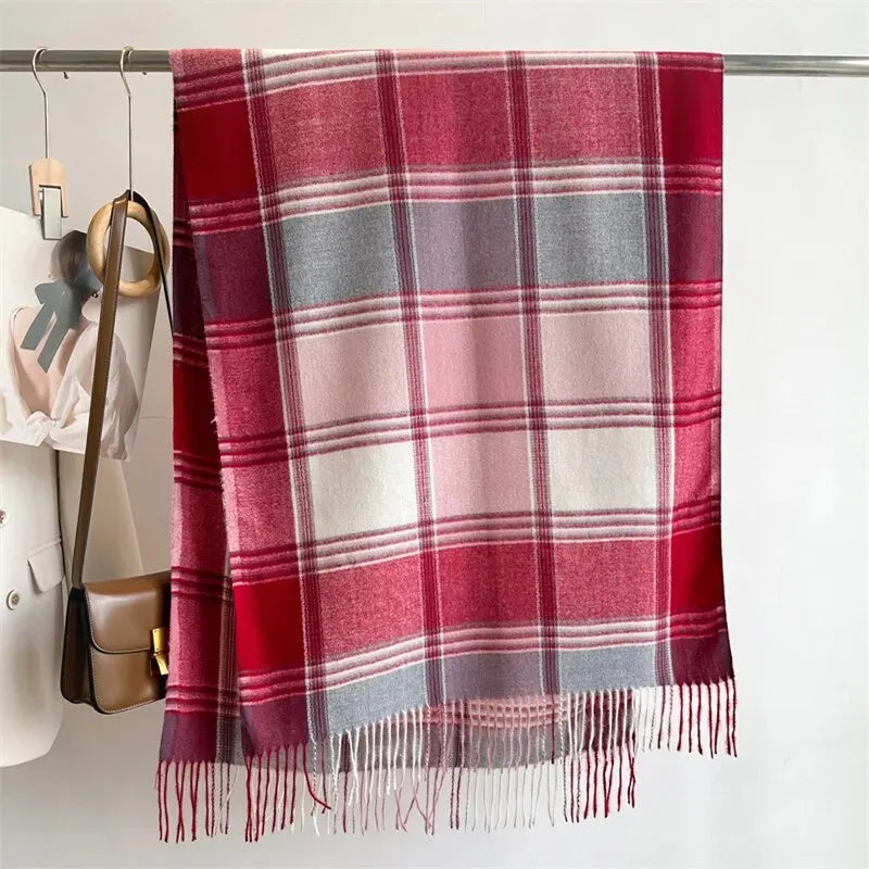 2025 Warm Plaid Cashmere Shawl Poncho Winter Scarf Luxury Print Blanket Pashmina Wraps Bufanda With Tassel Casual Stoled Echarpe