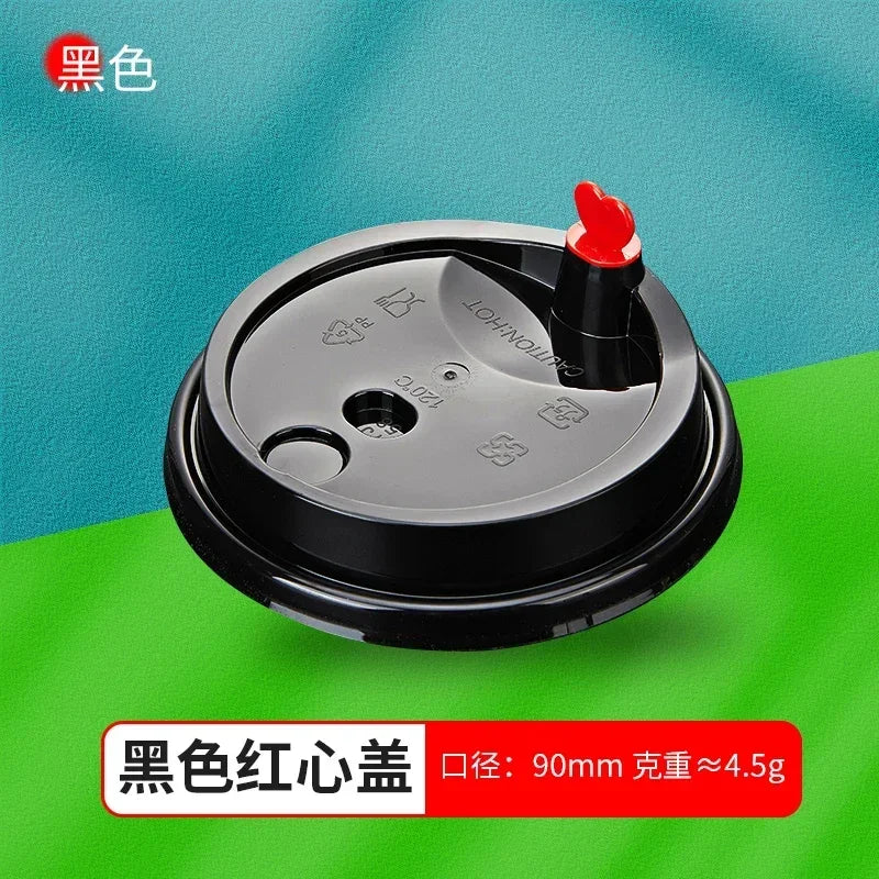 50pcs 90mm Caliber Injection Molded Leak Proof Cup Lids One Time Packaged Milk Tea Coffee Cup Lid Thickened One-piece Cover