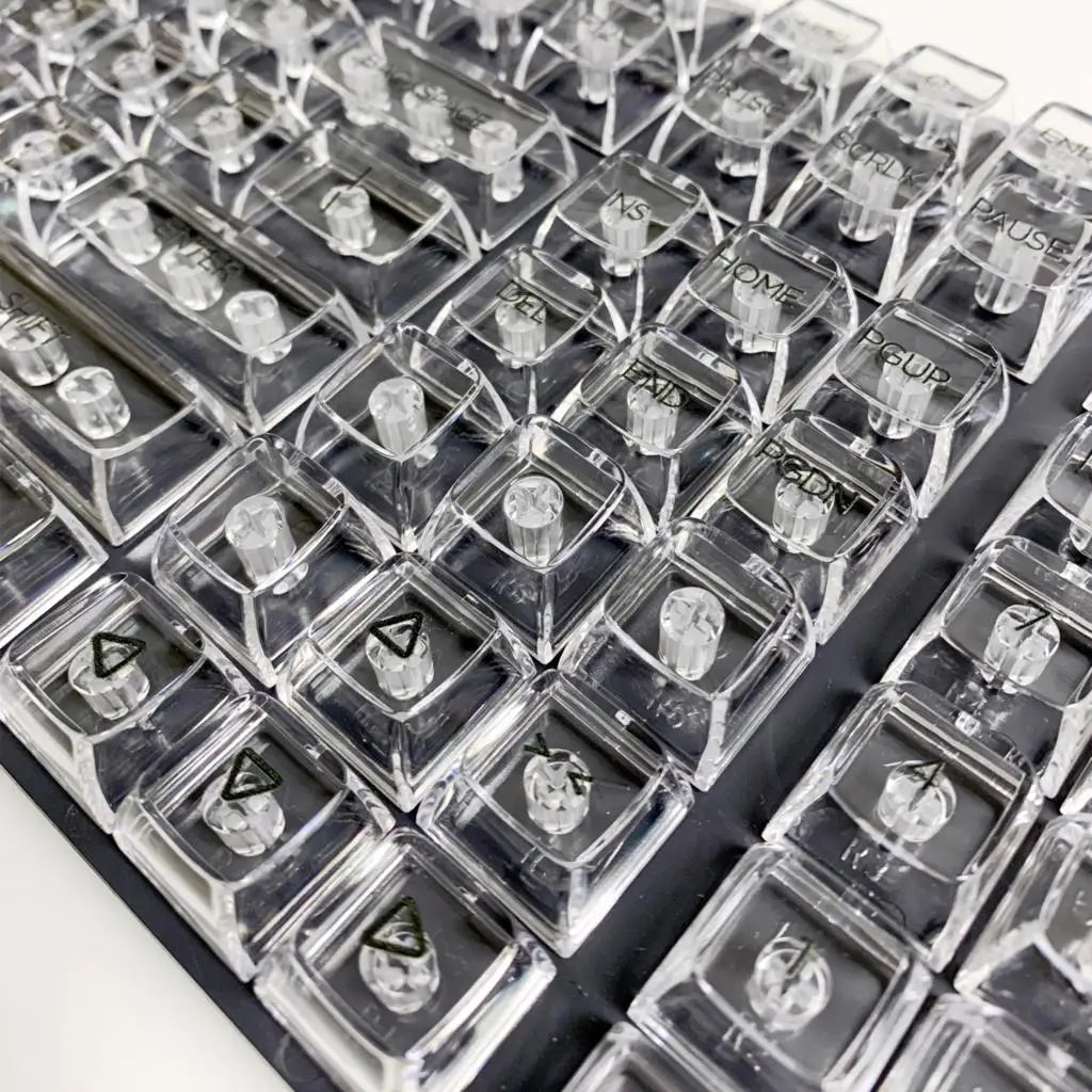 132 Keys Crystal Transparent PC Keycaps For Cherry MX Switch Mechanical Gaming Keyboard backlit RGB Key Caps ISO Layout DIY GK61