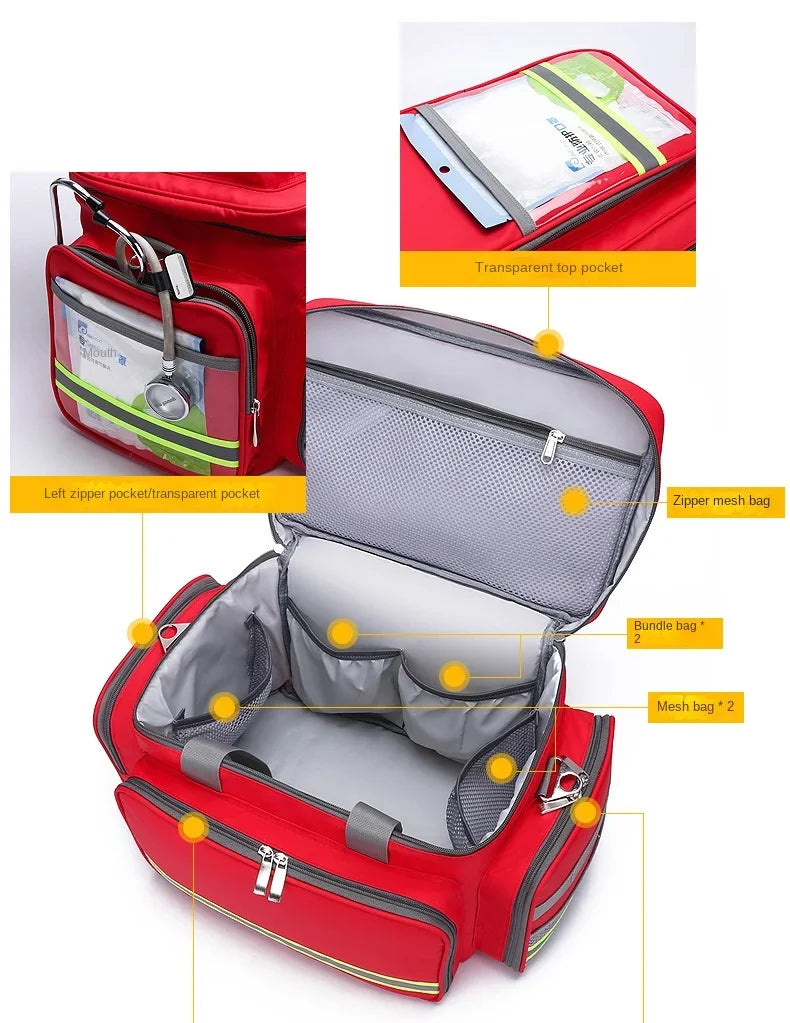 First Aid Medical Bag Outdoor Emergency Rescue Large Capacity Bag Empty Waterproof Reflective Oxford Multi-pocket Travel Bags