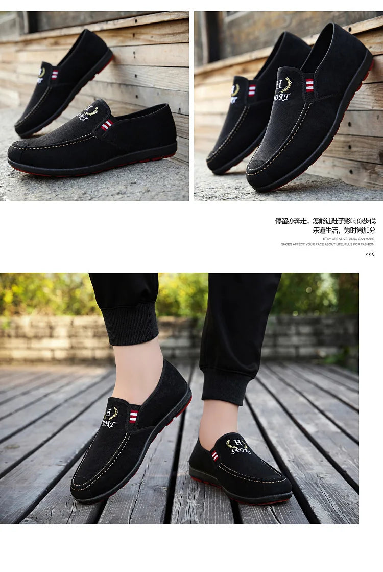 Fashion Slip-on Men's Canvas Shoes Breathable Lightweight Comfortable Men Shoes Summer Men's Casual Shoes Lazy Flat Shoes