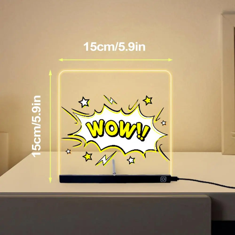 LED Letter Message Board With 7 Colorful Pens Acrylic Dry Erase Board with Light Light Up Dry Erase Board for Office School Home