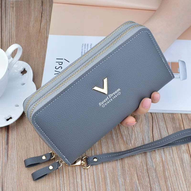 2024 Pu Leather Women Wallets Women Purses Fashion Long Zipper Women's Wallet Money Coin Holder Female Long Purse Female Purse Zipper