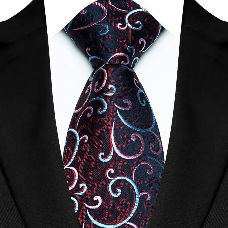 Luxury 8CM Mens Necktie Purple Color Stripes Floral Plaid Ties For Man Groom Jacquard Woven Neck Tie For Business Wedding Party
