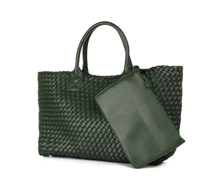 Luxury Woven Tote Women's Handbags Designer Large Shoulder Bags for Women 2025 Fashion PU Shopper Purses Composited Bags Clutch