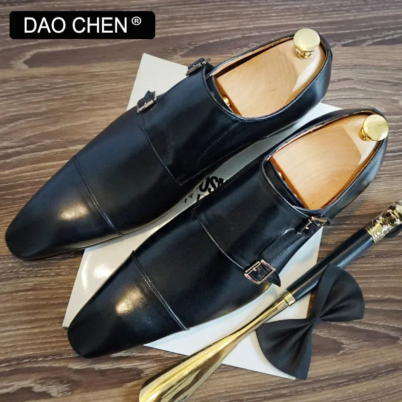 LUXURY DESIGNER MEN'S MONK SHOES BLACK BROWN BUCKLE STRAP LOAFERS MENS DRESS SHOES OFFICE WEDDING REAL LEATHER SHOES MEN WE OFFER 10%OFF IN ALL ITEM