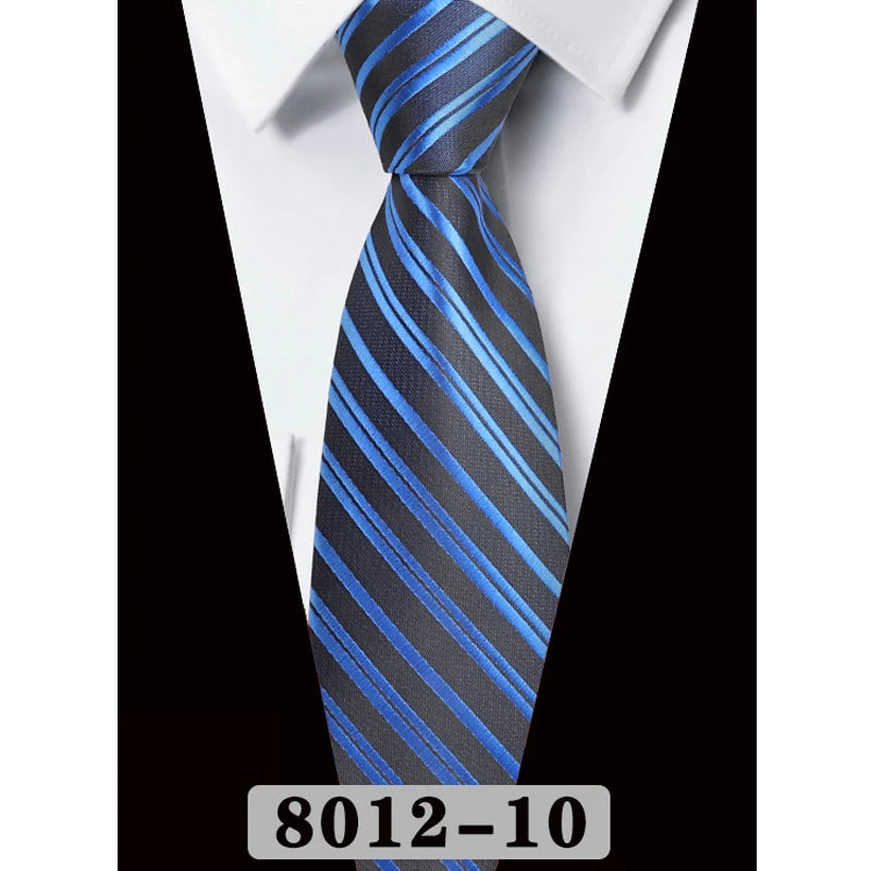 Men's Tie Fashion 8cm Classic Necktie Stripes Navy Blue Ties Business Wedding Mans Neckwear Gift Accessories