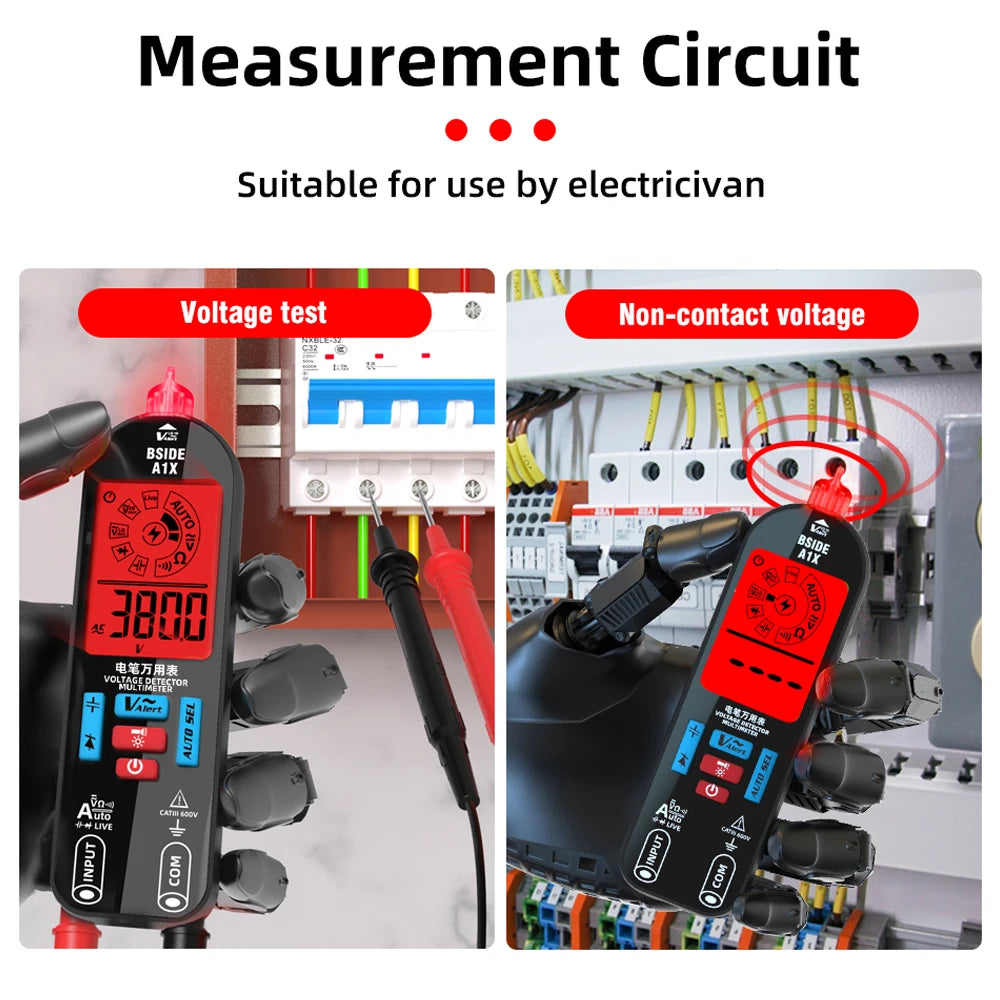 BSIDE A1X A1 Digital Multimeter Electric Test Pen With Flashlight Live Wire Recognition Meter Voltage Resistance Diode NCV Test