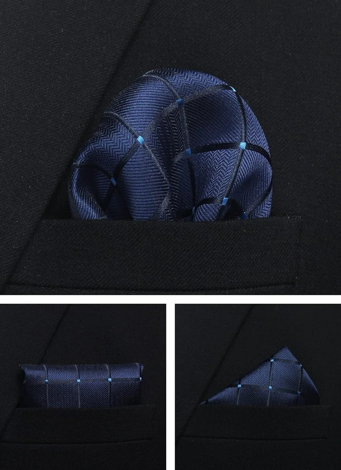 100% Silk Ties for Men Plaid & Checks Tie Clip Handkerchief Woven Classic Men's Necktie Pocket Square Set Formal Wedding Ties