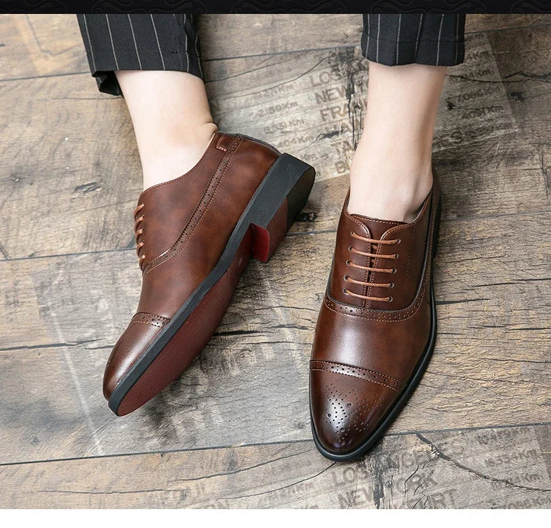 Our New Collections 2024-2025 Men's Formal  Shoes Red Sole Fashion Business Casual Party Banquet Daily Retro Carved Lace-up Brogue Dress Wedding Shoes Size 48
