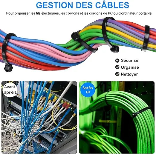 500Pcs Cable Management Assorted Industrial Supply Fasteners Plastic Wire Zip Ties Organiser Nylon Electric Cable Tie