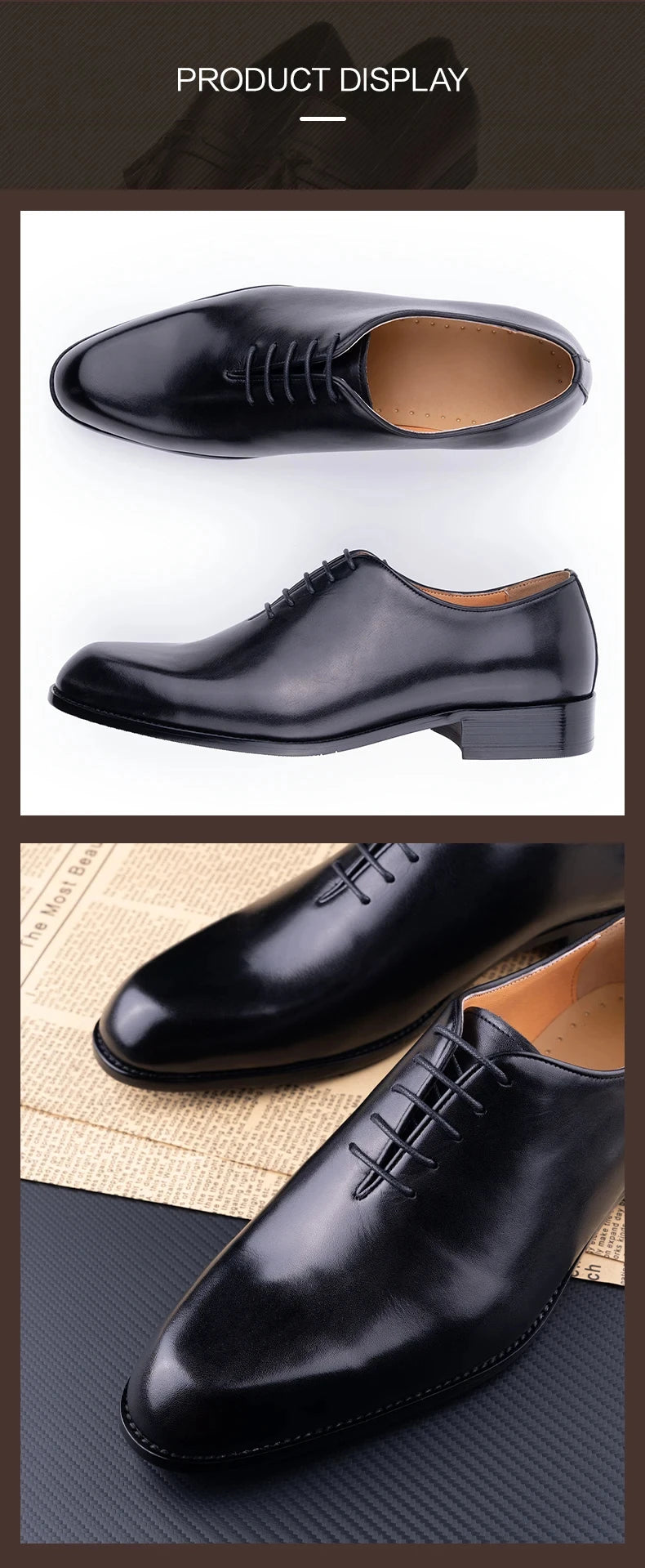 New 2024 Successful Men's Leather Shoes High Quality Handmade Oxford Casual Business Office Work Shoes For Gentleman Lace Up Comfortable