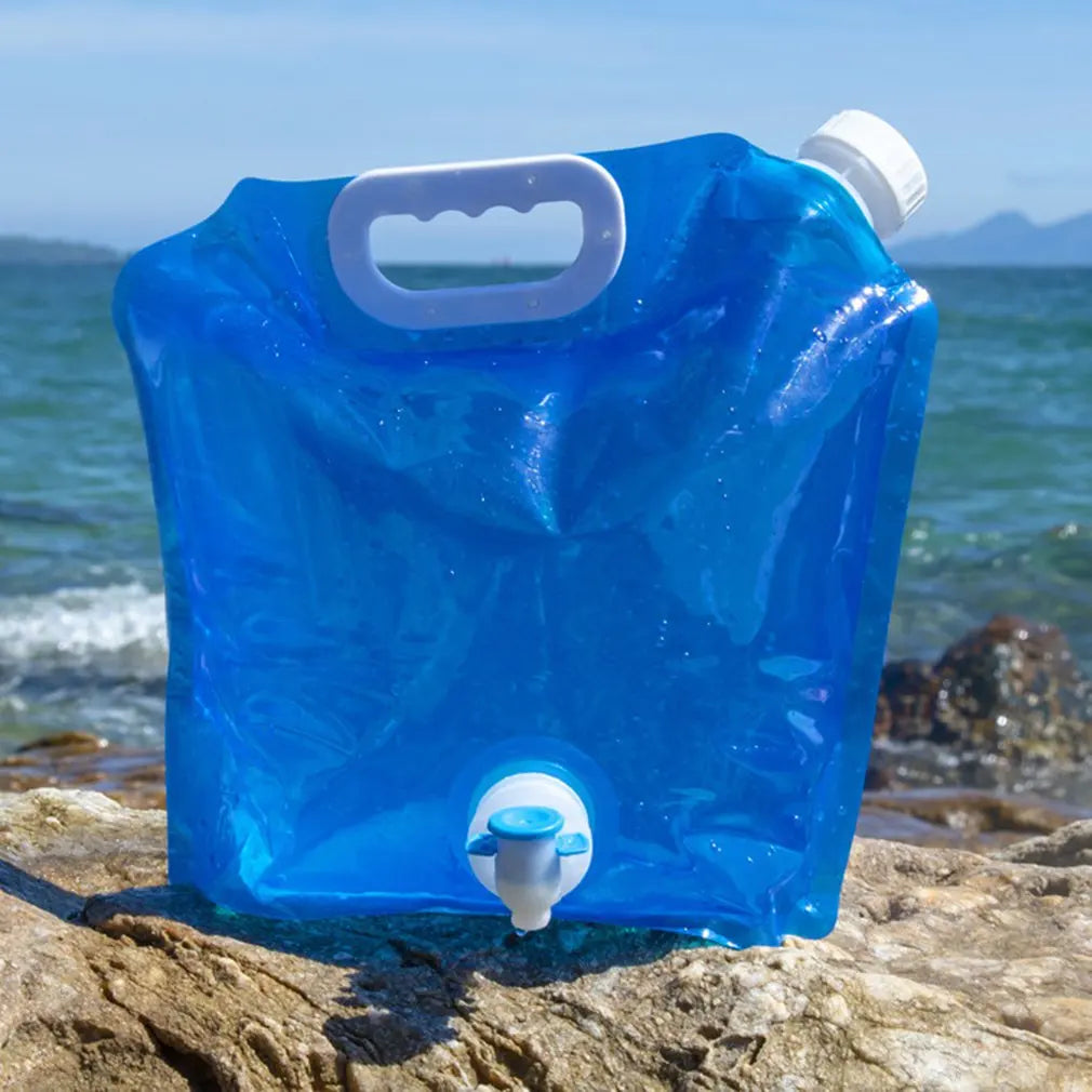 Home Outdoor Folding Portable Water Bag With Faucet Car Water Storage Bag Bucket Emergency Water Bag Sports Riding Bottle