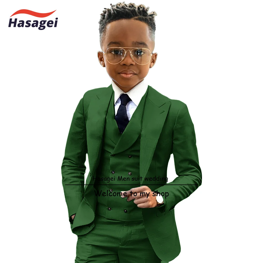 2024 - 2025 Mint Color Suit Kids Blazer Pants Vest 3 Piece Set Party Wedding Boys Tuxedo 2-16 Years Old Customized Festival Blazer