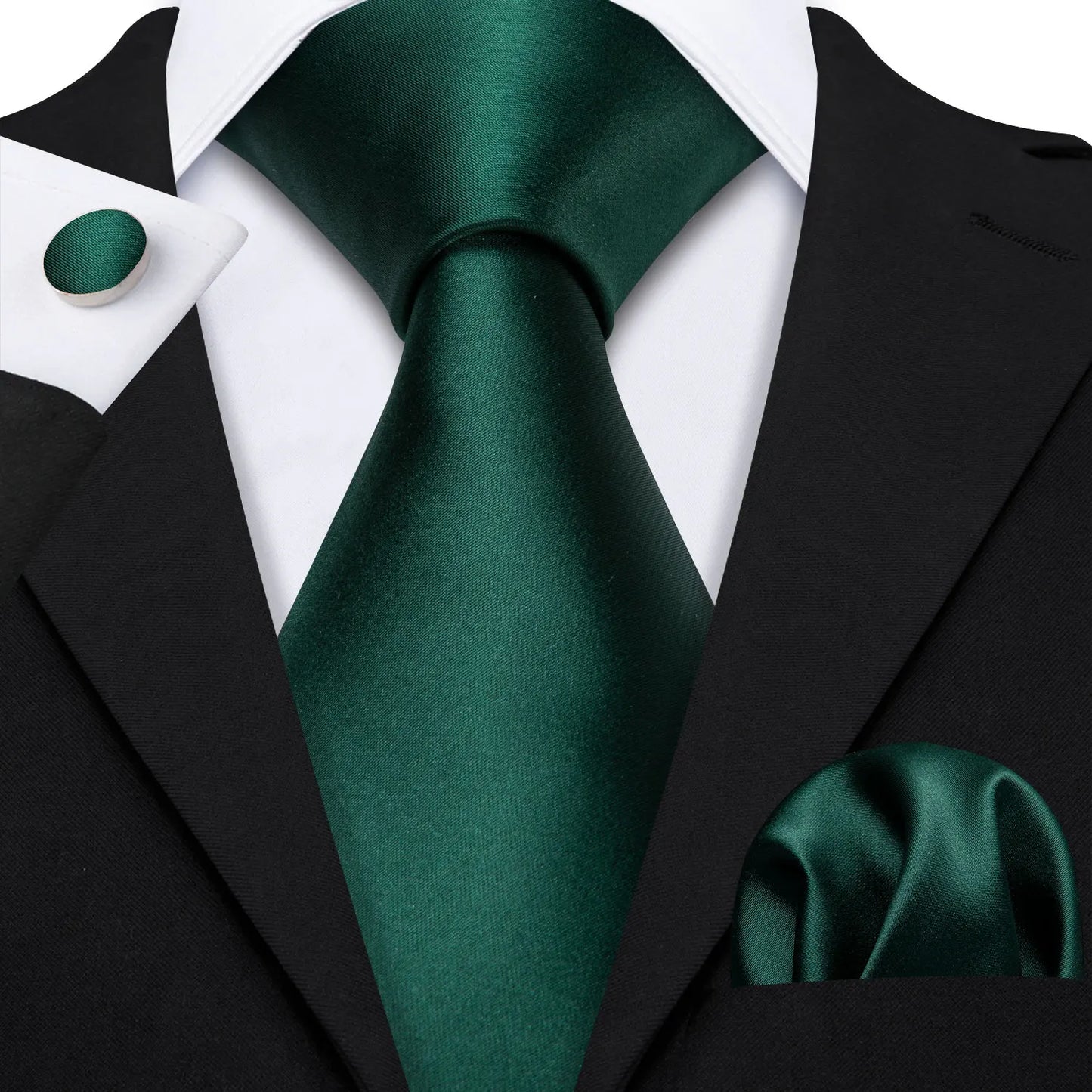 Amazony Epic Green Silk Mens Tie Hanky Cufflinks Set Mint Grass Teal Bottle Sage Pea Green Necktie For Male Wedding Business Party