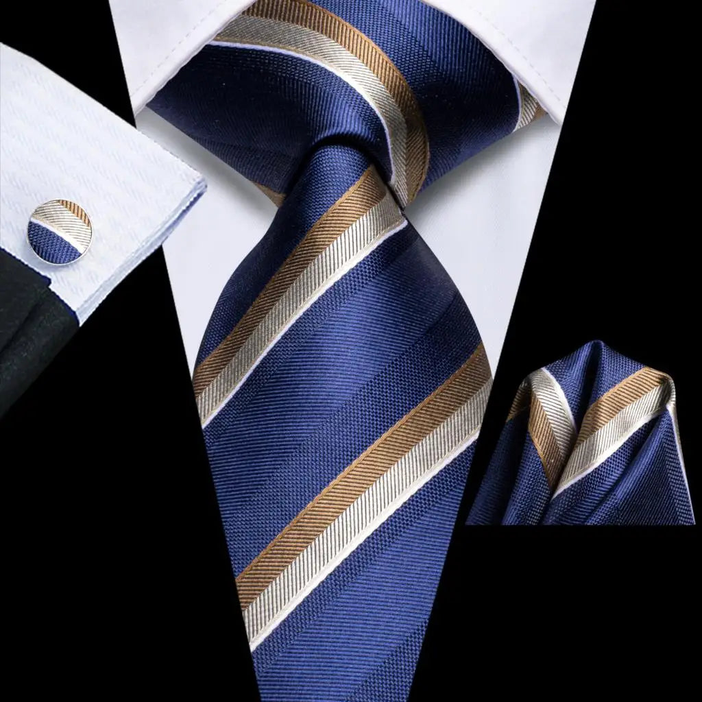 Our Brand  2025 Hi Tie Striped Sage Green Mens Fashion Necktie Handkerchief Cufflinks for Tuxedo Accessory Classic Silk Luxury Tie for Man Gift