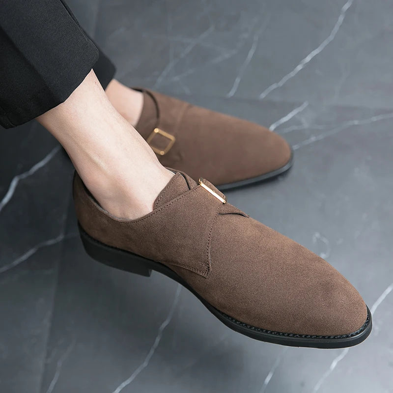 NEW 2024-2025 Fashion Luxury Brand Designer black Brown suede Monk Strap Shoes For Men Formal Wedding Dress Homecoming Sapatos Tenis Masculino