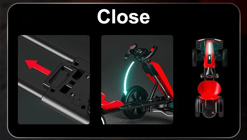 New Electric Racing Go Kart Foldable Design with Remote Control & Music, No installation required