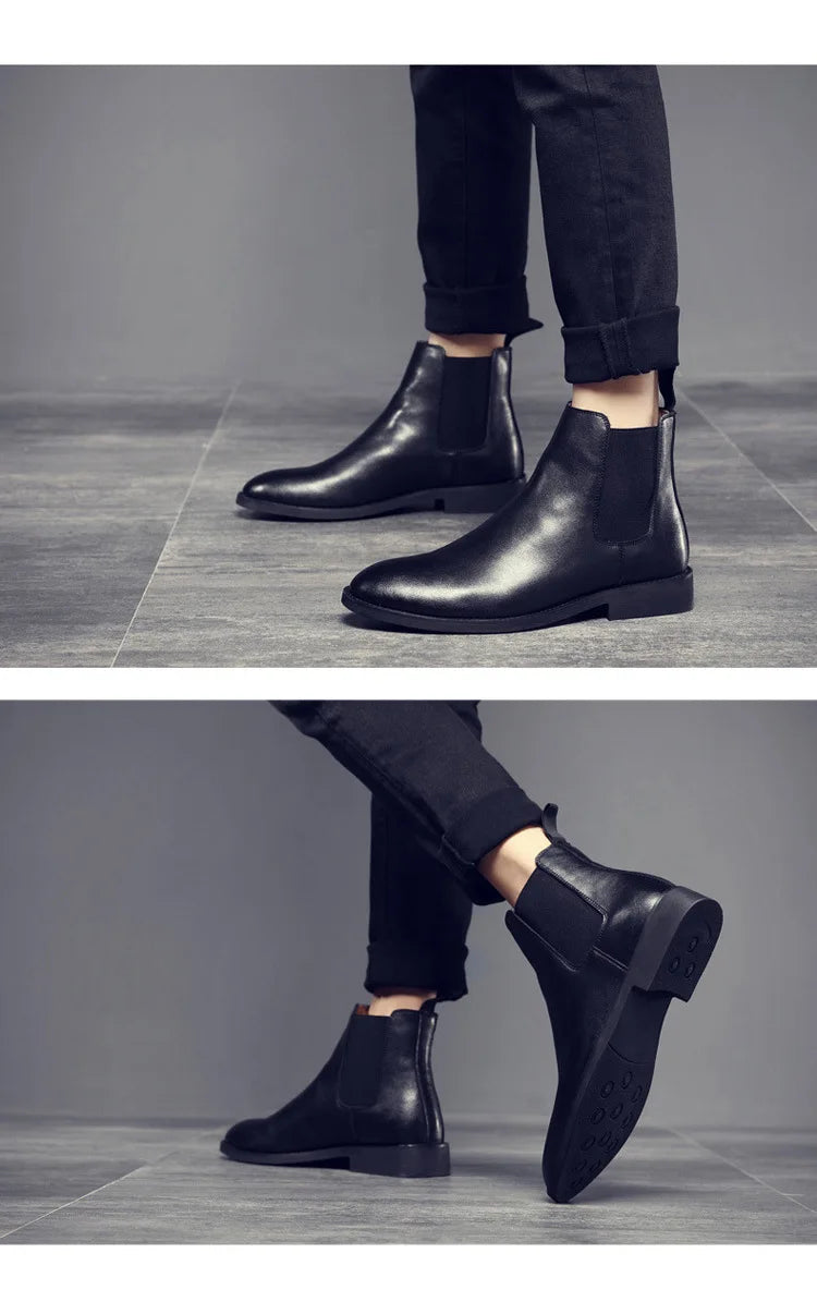 Luxury Designer New Autumn 2025  Winter Mens Pointed Suede Leather High Tops Dress Shoes For Male Formal Business Chelsea Ankle Boots