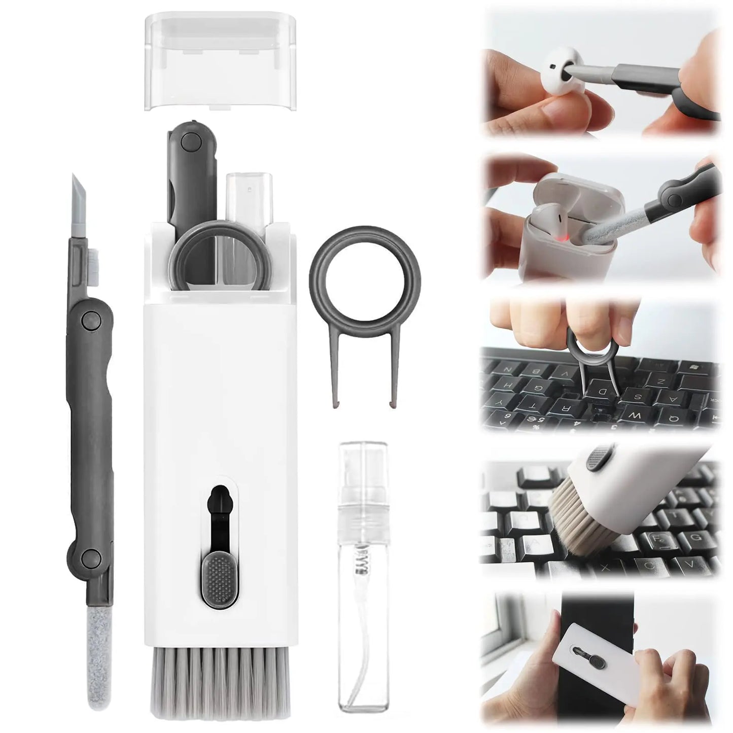 8 in 1 Keyboard Cleaning Brush Kit Phone Stand Earphone Cleaning Pen for Airpod 1 2 3 Cleaning Tool for Computer/MacBook/iPad