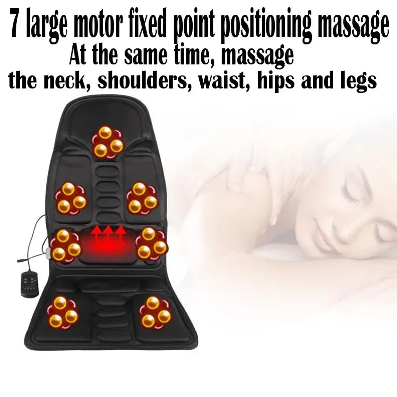 Car Home Office Massage Full-Body Back Neck Waist Therapy Heat 7 Motors Vibrate Heated Massage Electric Vibrator Cushion Seat