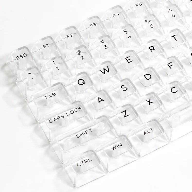 132 Keys Crystal Transparent PC Keycaps For Cherry MX Switch Mechanical Gaming Keyboard backlit RGB Key Caps ISO Layout DIY GK61