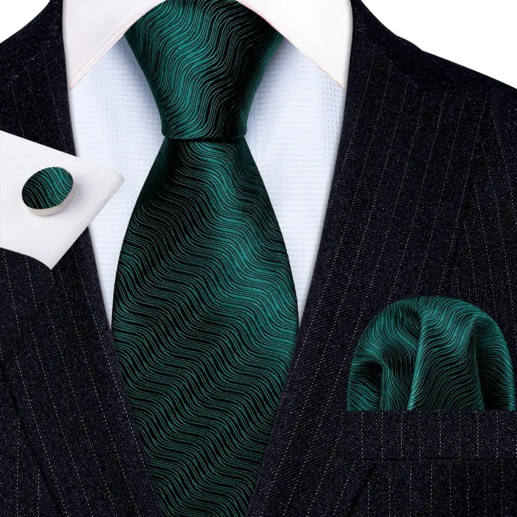 Amazony Epic Green Silk Mens Tie Hanky Cufflinks Set Mint Grass Teal Bottle Sage Pea Green Necktie For Male Wedding Business Party