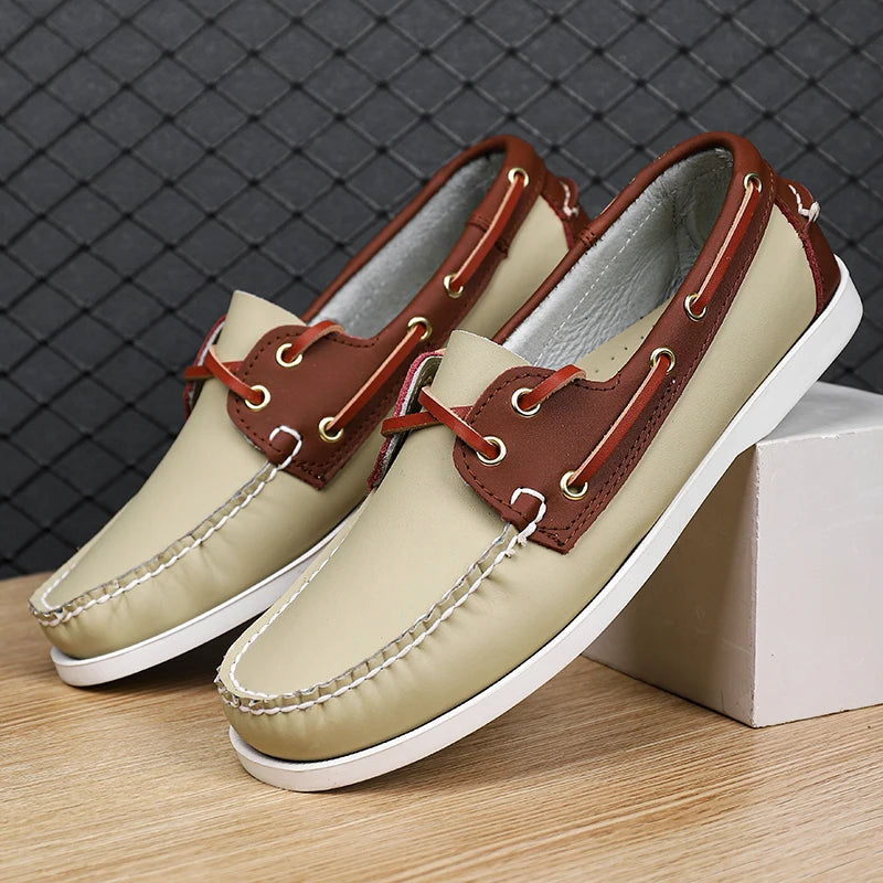 Summer 2024 Men's Shoes Luxury Brand Casual Shoes Classic Lace-up Leather Men Sneakers Handmade Designer Boat Shoes Driving Loafers